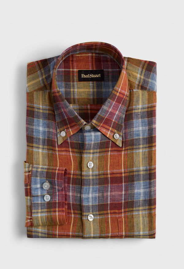 Paul Stuart Linen Plaid Sport Shirt, image 1