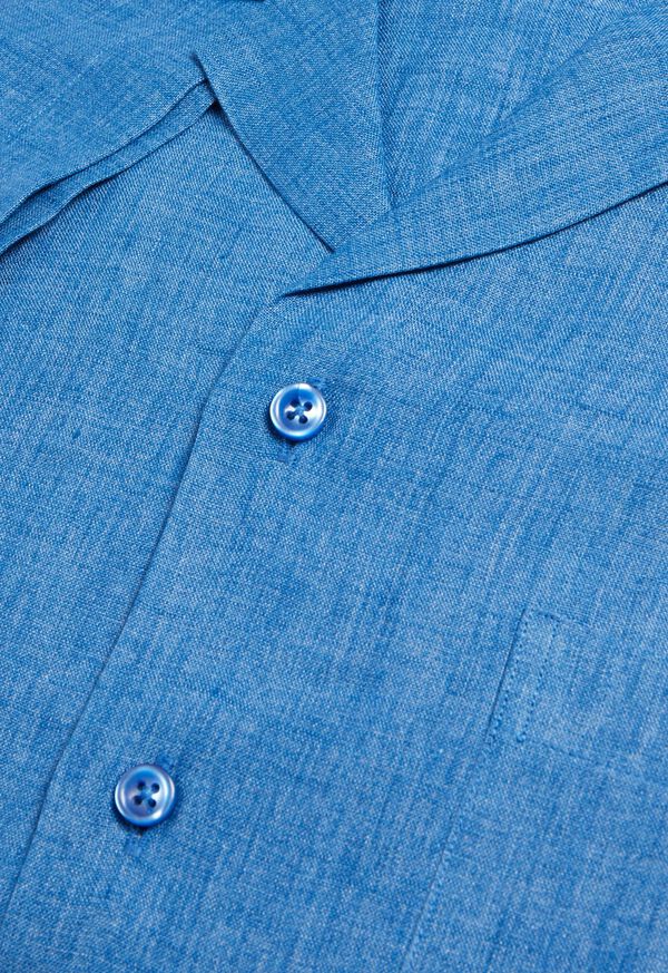 Paul Stuart Blue Linen Camp Shirt, image 2