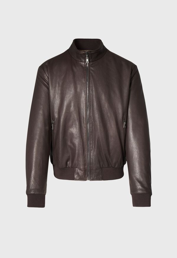 Paul Stuart Leather and Nylon Reversible Bomber Jacket, image 1