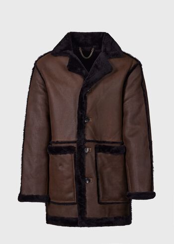 Paul Stuart Cocoa Suede Shearling Coat