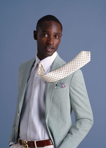 Paul Stuart Printed Silk Two Color Medallion