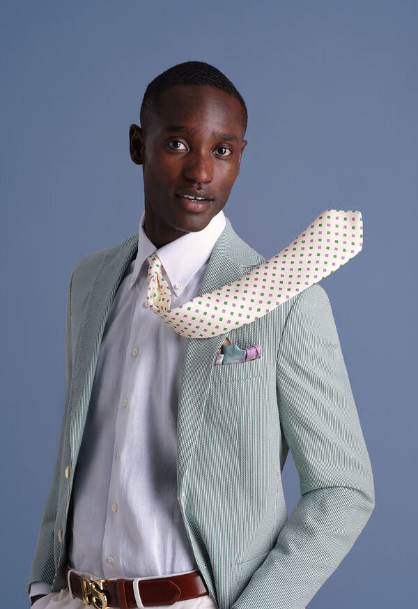 Paul Stuart Printed Silk Two Color Medallion, image 1