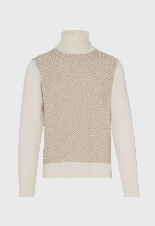 Paul Stuart Herringbone Turtleneck with Elbow Patches, image 1