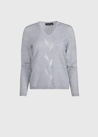 Paul Stuart Center Floral Embroidery V-Neck Sweater, thumbnail 1