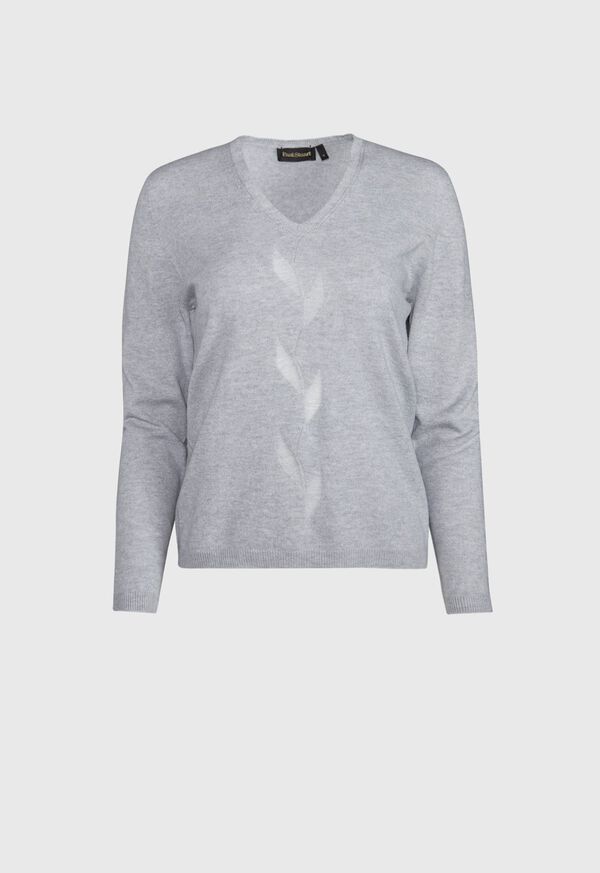 Paul Stuart Center Floral Embroidery V-Neck Sweater, image 1