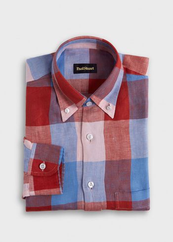 Paul Stuart Linen Buffalo Check Sport Shirt