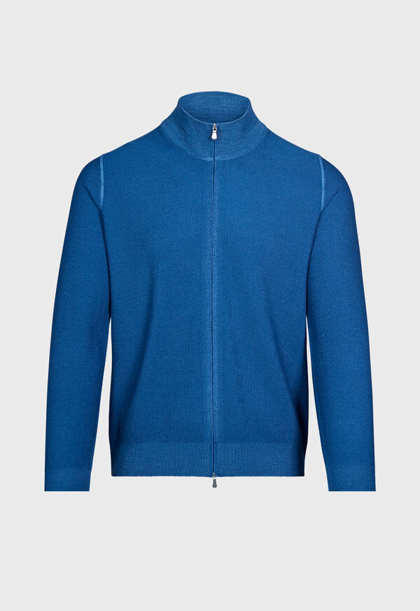 Paul Stuart Wool Rice Stitch Zip Cardigan, image 1