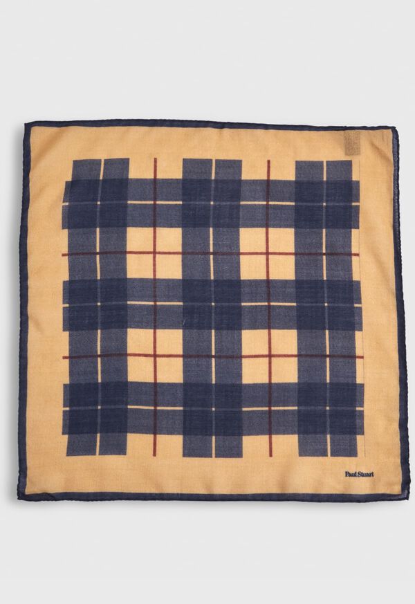 Paul Stuart Printed Wool & Cashmere Plaid Pocket Square, image 2