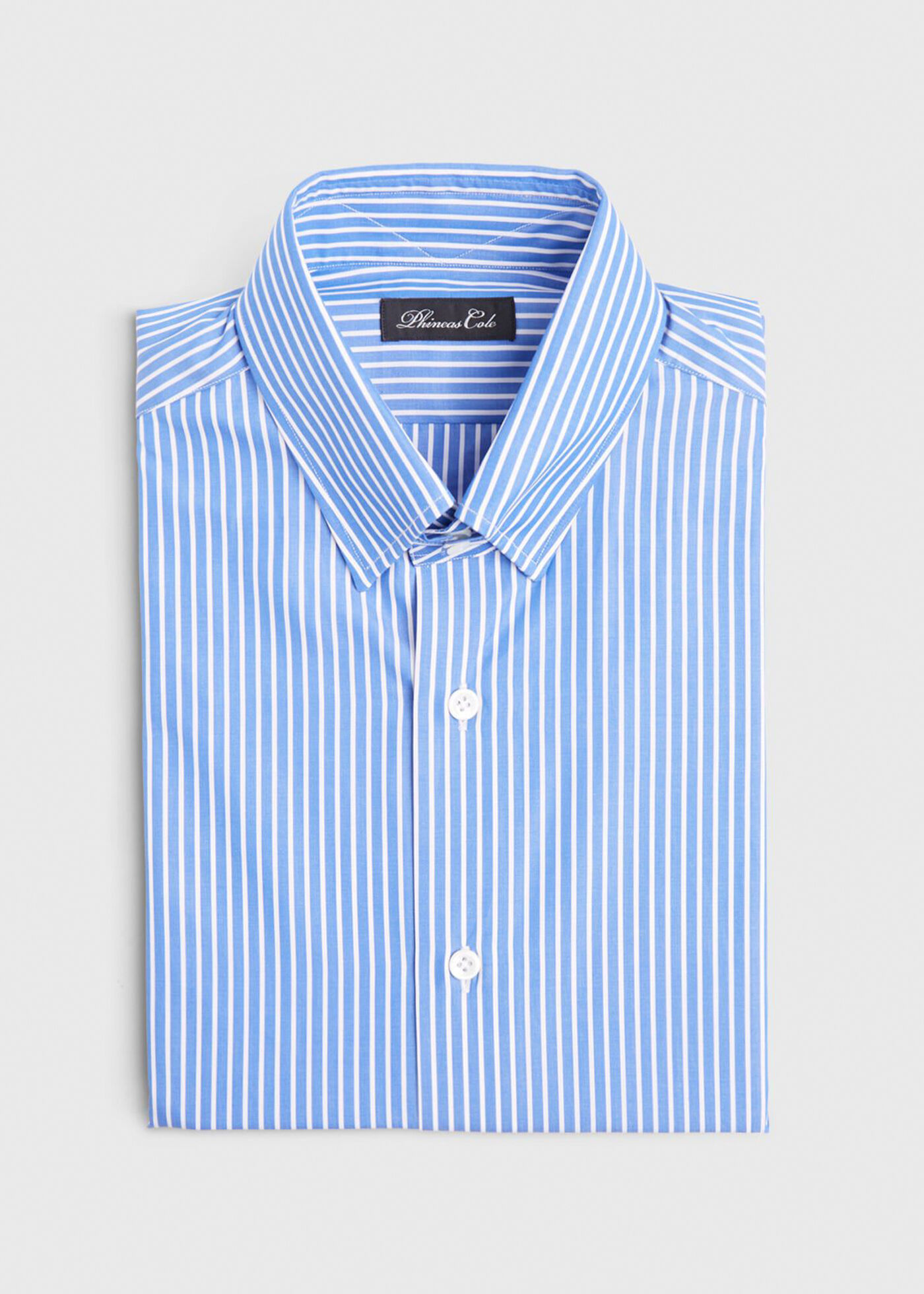 Blue and white striped formal shirt store