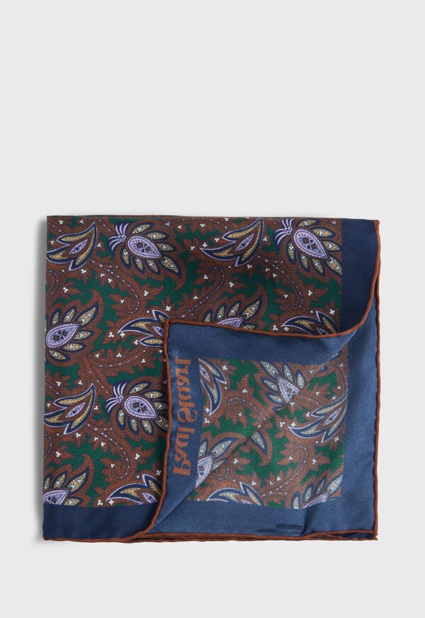 Paul Stuart Printed Silk Paisley Pocket Square, image 1