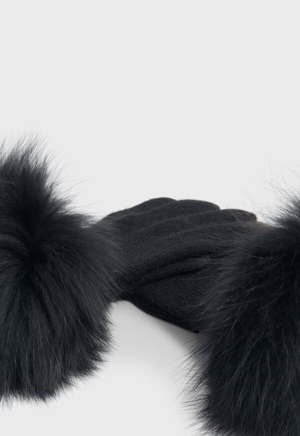 Paul Stuart Knit Fur-Trim Gloves, image 2