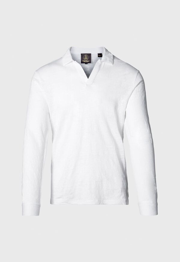 Paul Stuart Linen Johnny Collar Long Sleeve Pullover, image 1