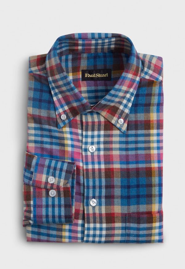 Paul Stuart Cotton Plaid Flannel Sport Shirt