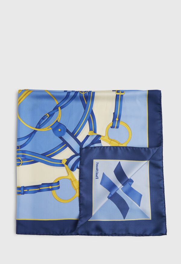 Paul Stuart Navy Silk Printed Belt And Ribbon Scarf, image 1