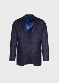 Paul Stuart Navy Plaid Wool Suit, thumbnail 3