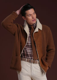 Paul Stuart Shearling Trim Cardigan, thumbnail 4