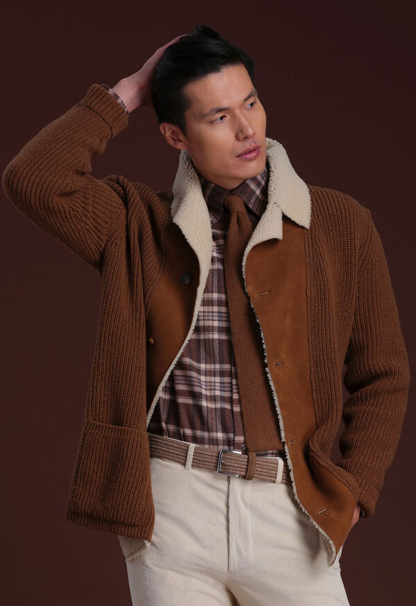 Paul Stuart Shearling Trim Cardigan, image 4