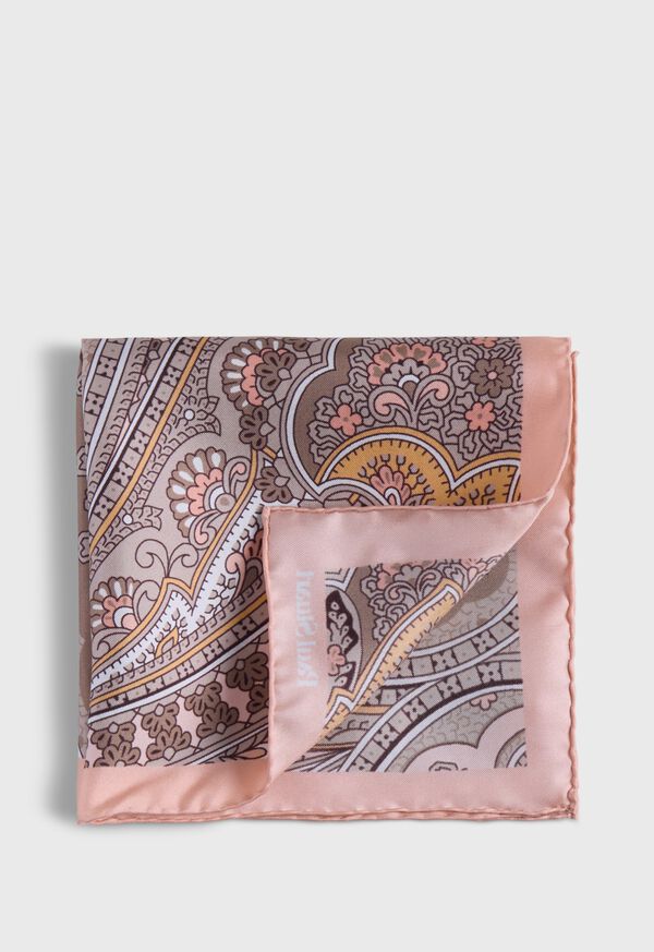Paul Stuart Printed Silk Bold Paisley Pocket Square, image 1