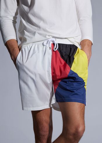 Paul Stuart Printed Flag Swim Shorts