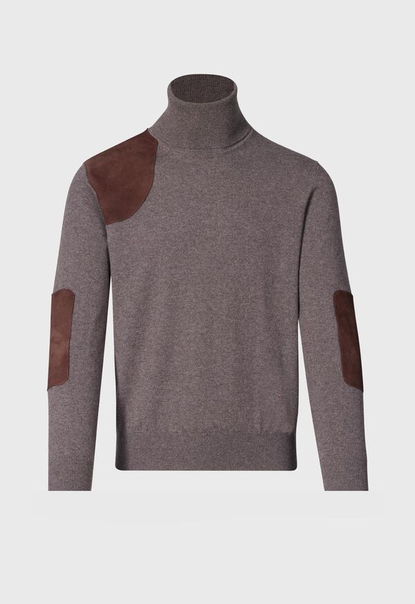 Paul Stuart Cashmere & Suede Gun Patch Turtleneck