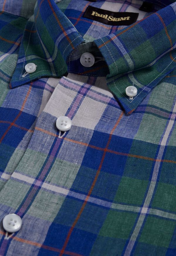 Paul Stuart Linen Plaid Sport Shirt, image 2