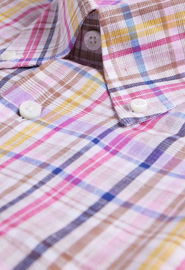 Paul Stuart Linen Multicolor Plaid Sport Shirt, image 2
