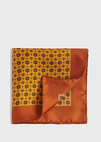 Paul Stuart Printed Silk Medallion Pocket Square