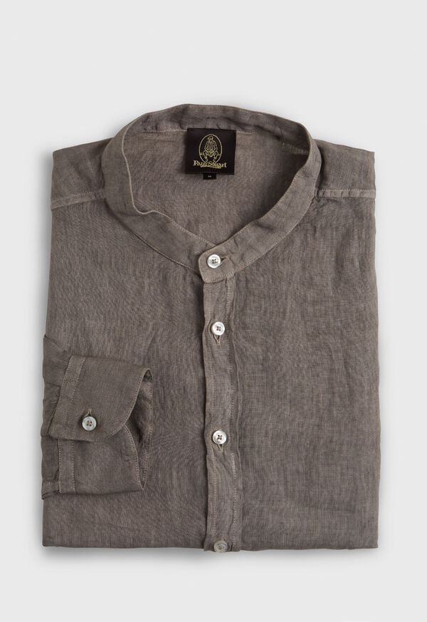 Paul Stuart Band Collar Washed Linen Shirt