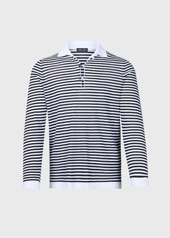 Paul Stuart Linen & Cotton Long Sleeve Stripe Polo