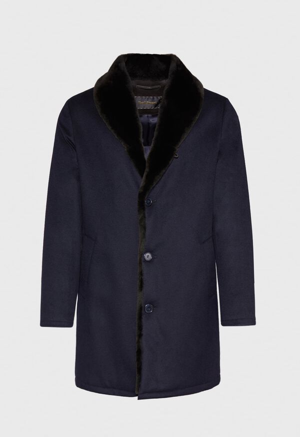 Paul Stuart Cashmere Coat with Fur Lapel, image 1