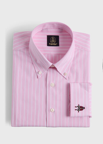 Paul Stuart Wide Striped Oxford Logo Sport Shirt