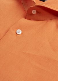 Paul Stuart Orange solid Short Sleeve Linen shirt, thumbnail 2