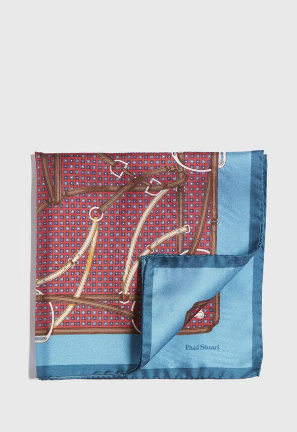 Paul Stuart Belt & Bit Pocket Square With Contrast Border, image 1
