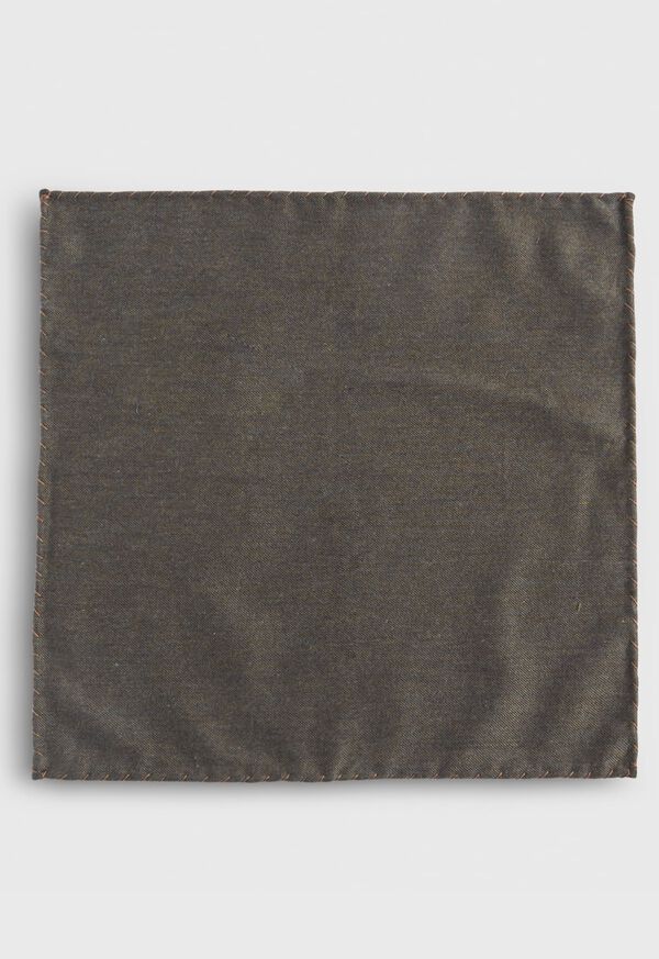 Paul Stuart Solid Pocket Square with Contrast Border Stitch, image 2