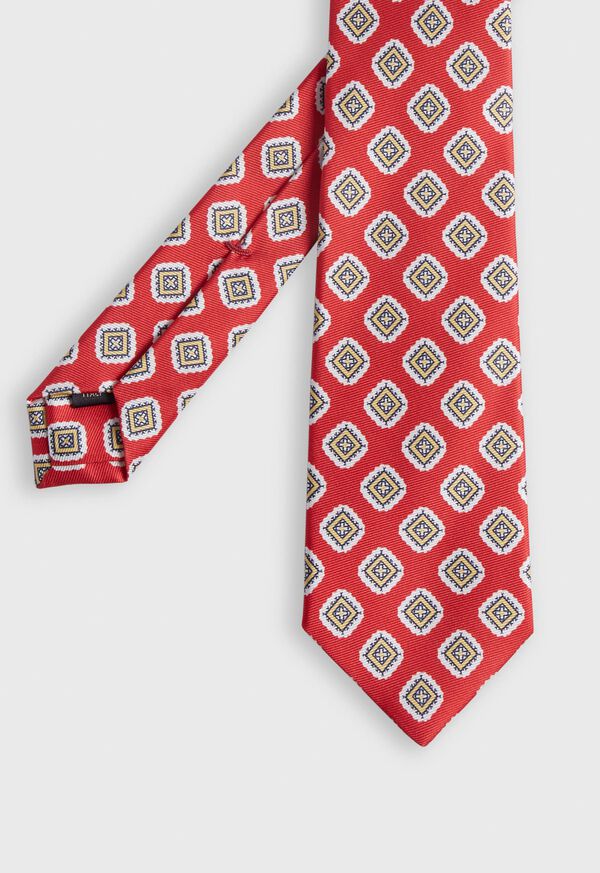 Paul Stuart Printed Silk Large Square Medallion Tie, image 1