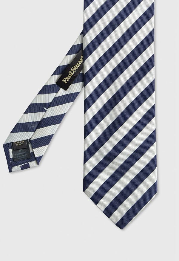 Paul Stuart Woven Silk & Cotton Bar Stripe Tie, image 2