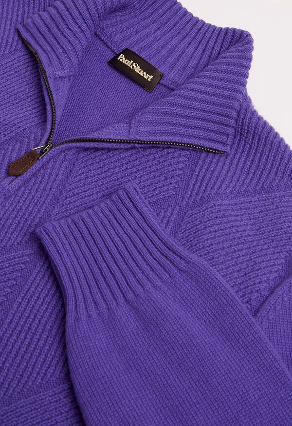 Paul Stuart Cashmere Parquet Stitch Quarter Zip Sweater, image 2