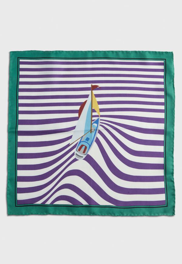 Paul Stuart Sailboat Printed Silk Pocket Square, image 3