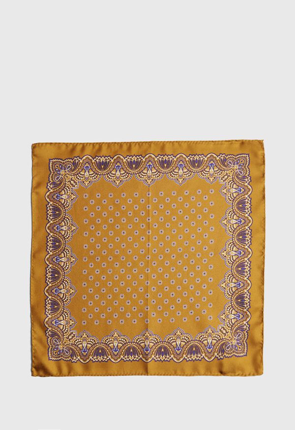 Paul Stuart Center Medallion with Paisley Border Pocket Square, image 2