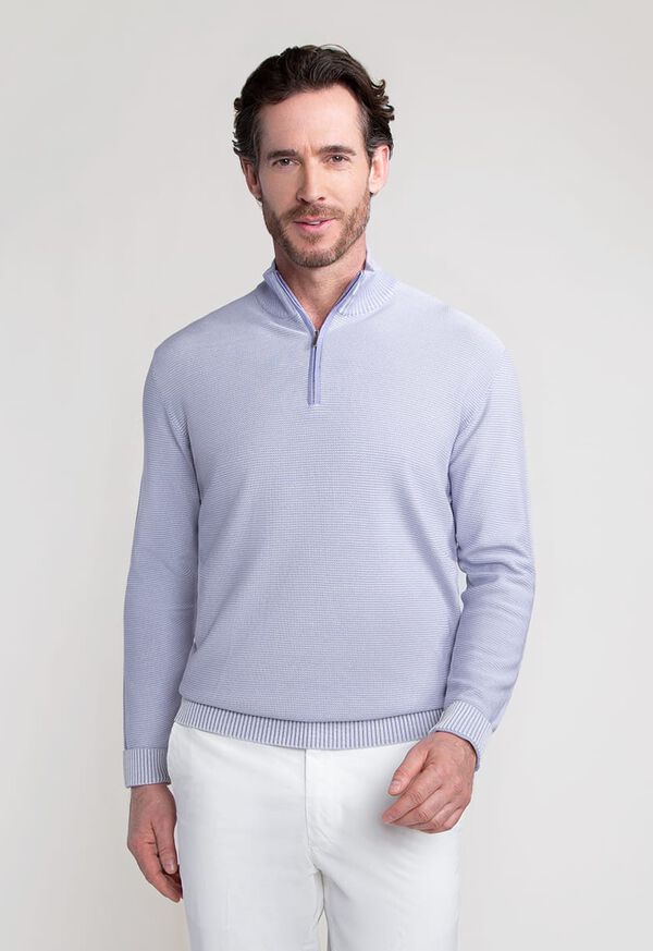 Paul Stuart Two Color Rice Stitch 1/4 Zip Mock Neck Sweater, image 1