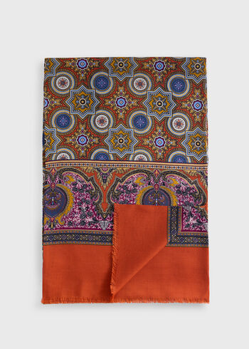Paul Stuart Wool & Silk Medallion Print Scarf