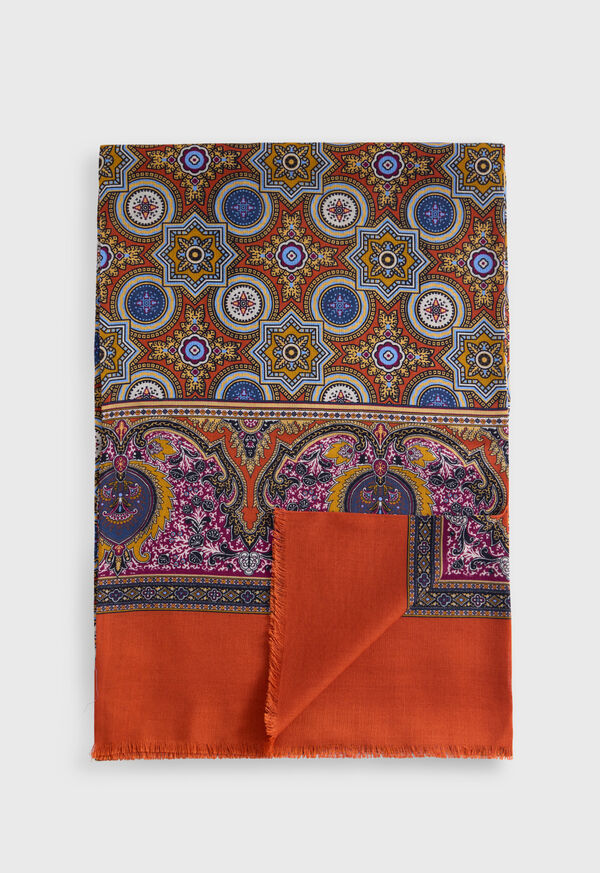 Paul Stuart Wool & Silk Medallion Print Scarf, image 1