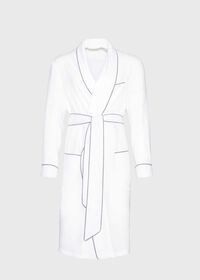 Paul Stuart Solid Linen Robe with Contrast Piping, thumbnail 1