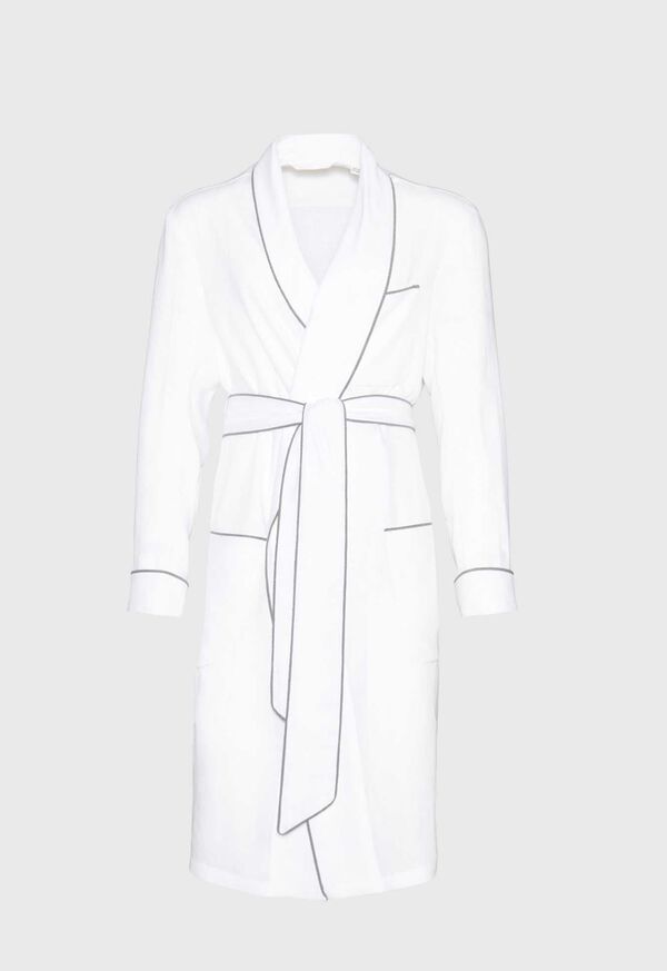 Paul Stuart Solid Linen Robe with Contrast Piping, image 1