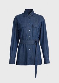 Paul Stuart Denim Top with Chest Pockets & Belt, thumbnail 1