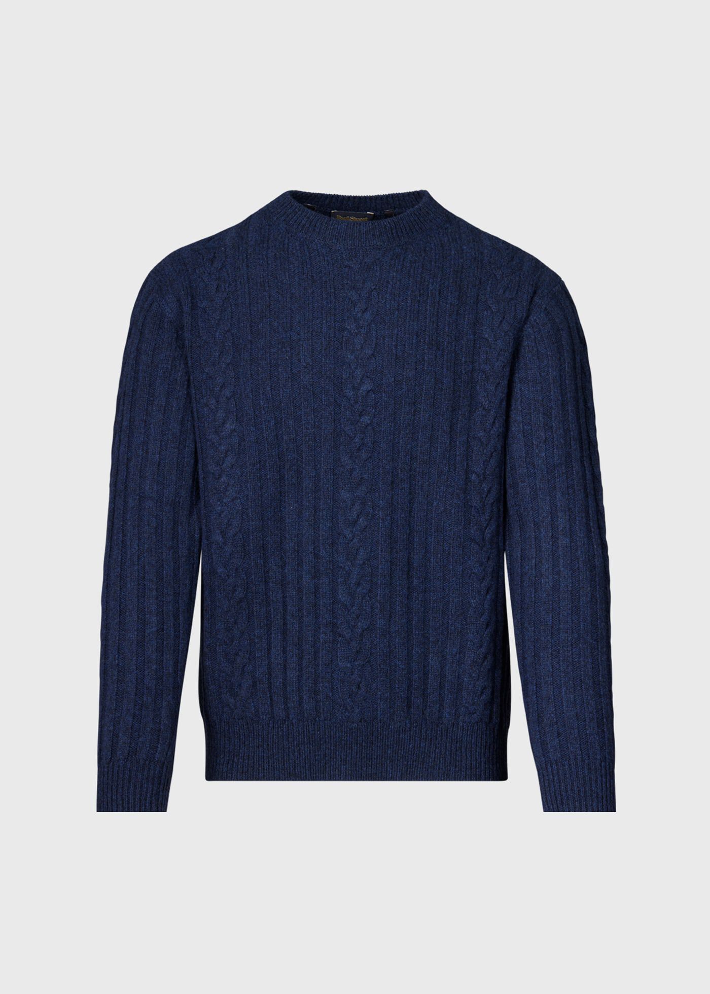 Wool Cable and Rib Crewneck Sweater