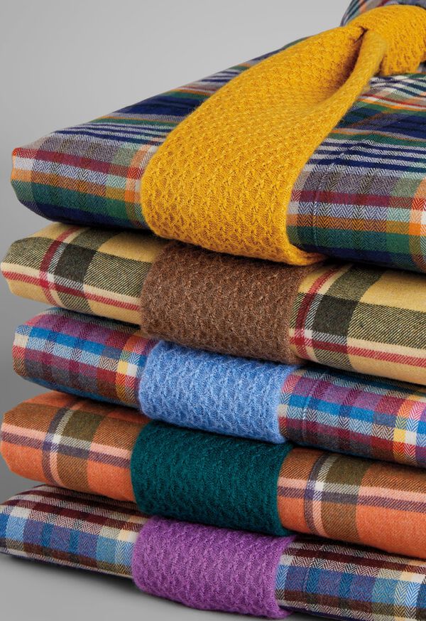 FW21 Paul Stuart Cashmere Knit Tie on Plaid Flannel Look, image 1