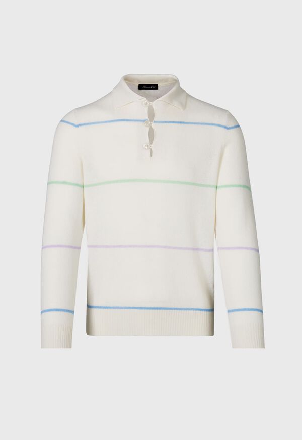 Paul Stuart Cashmere Stripe Polo Sweater