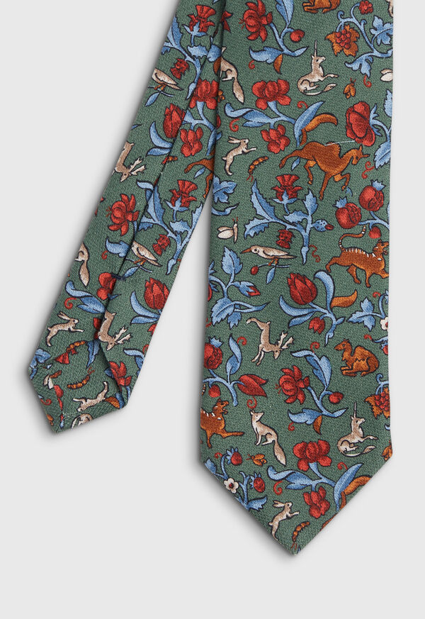 Paul Stuart Birds and Deer Motif Tie, image 1