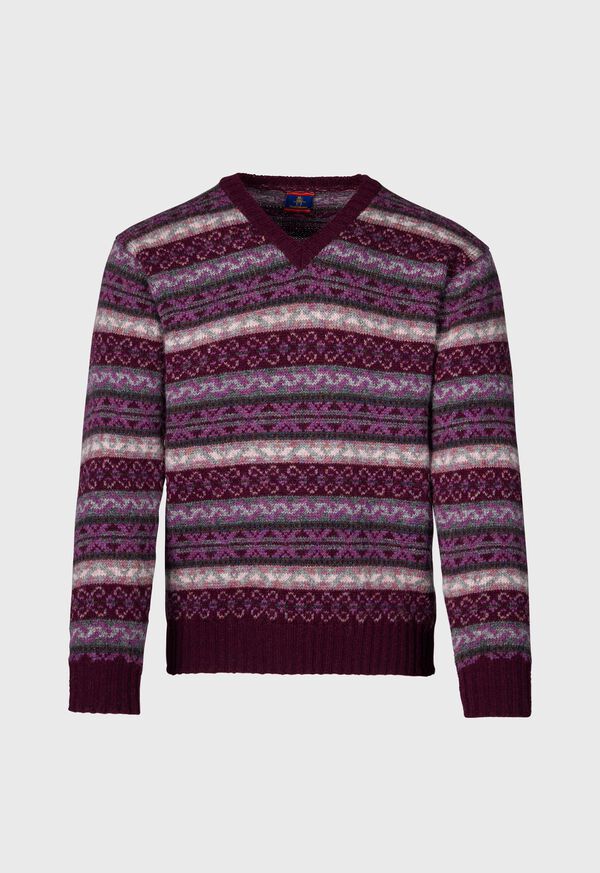 Paul Stuart Shetland Wool Fair Isle V-Neck Sweater, image 1